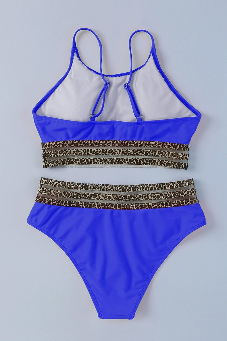 2024 Summer Leopard Print Print Separates Swimsuit Fashion with Chest Pad Wireless Cup Triangle Bikini Swimsuit Two - Piece Suit - Kaiju Mafia