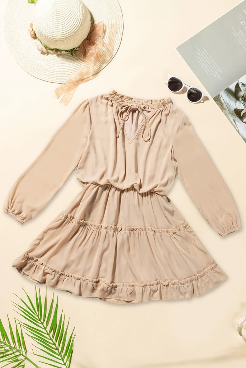 2024 Autumn Solid Color Thin Jumpsuit Skirt Fashion Slim Looking Temperament Commute Pullover Loose Knee - Length Dress Women - Kaiju Mafia