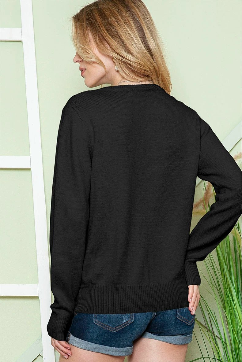 Fall 2024 New round Neck Long Sleeves Cardigan Sweater Women Fashion All - Match Lace Trim Knitted Cardigan Top Women - Kaiju Mafia