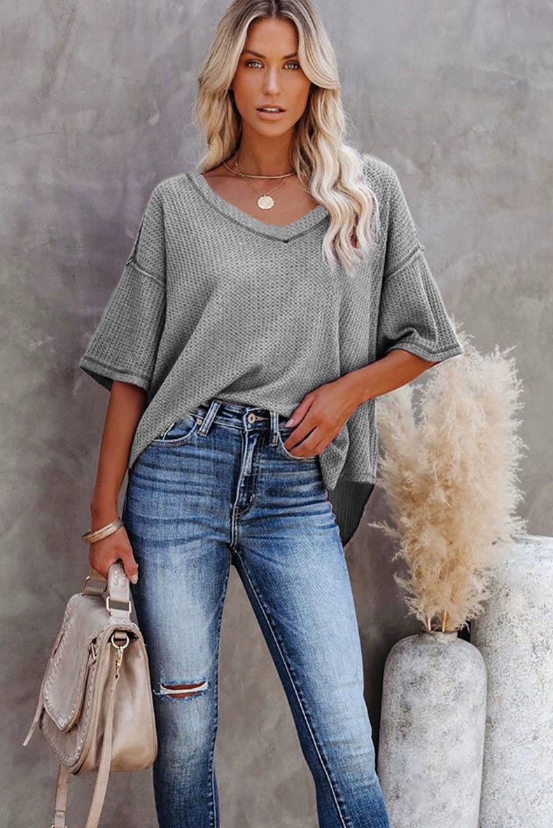 Dilamon New Arrival Pure Color Casual Half Sleeve Shirt Women&