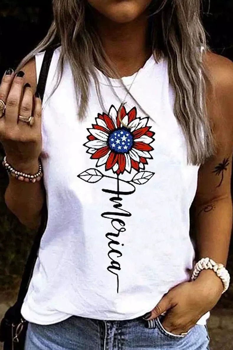 Summer New round Neck Loose Gradient Color Sleeveless T-shirt - Kaiju Mafia