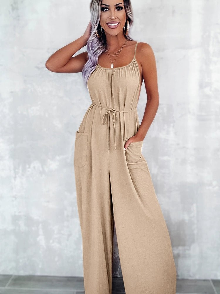 Fashion Loose Backless Suspender Jumpsuit Women 2024 Summer New Arrival Personalized Sexy Cold - Shoulder Sleeveless Jumpsuit Trousers - Kaiju Mafia