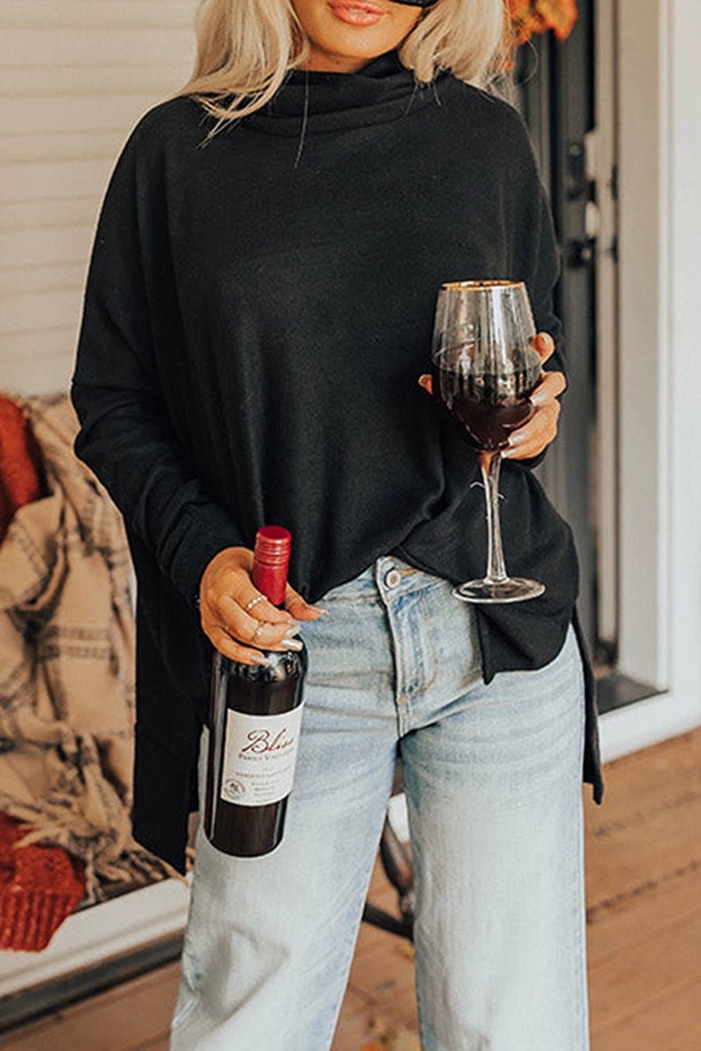 Pure Color Long Sleeves Casual Wind Loose Bottoming Top Pullover - Kaiju Mafia