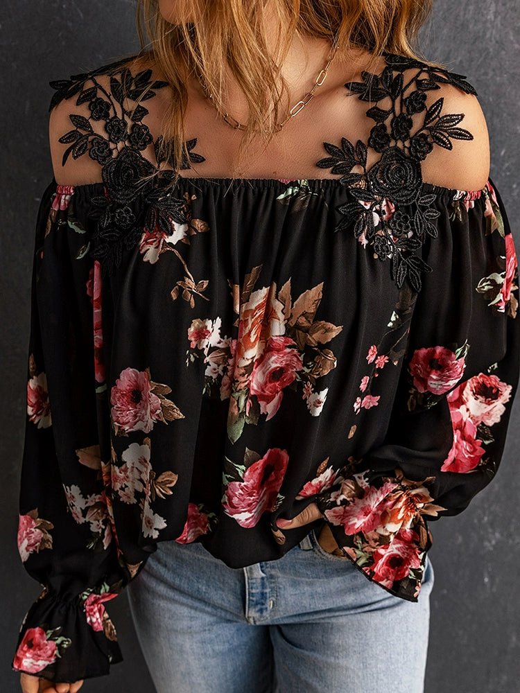 Autumn and Winter Printing Long Sleeves Fashion Pullover Tops Chiffon Shirt - Kaiju Mafia