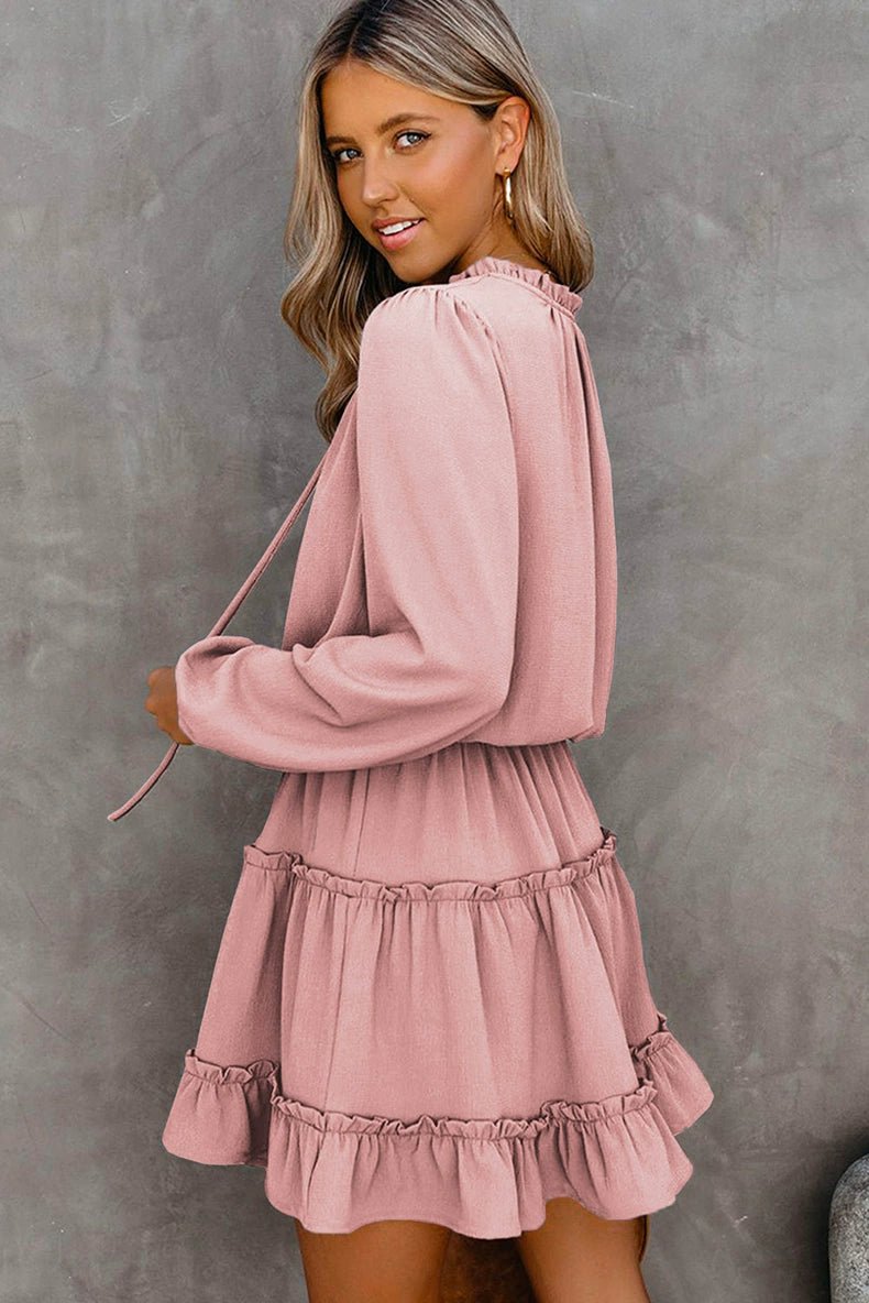 2024 Autumn Solid Color Thin Jumpsuit Skirt Fashion Slim Looking Temperament Commute Pullover Loose Knee - Length Dress Women - Kaiju Mafia