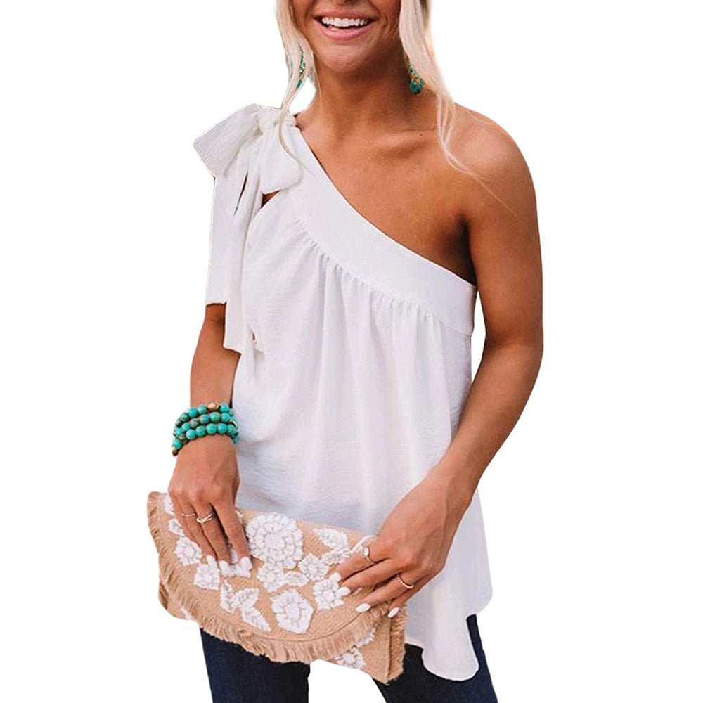 New Arrival One - Shoulder Fashion Ruched Sleeveless Pullover Vest - Kaiju Mafia