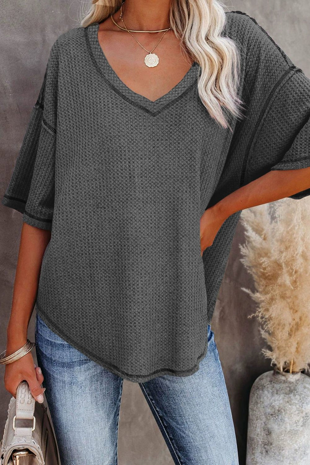 Dilamon New Arrival Pure Color Casual Half Sleeve Shirt Women&