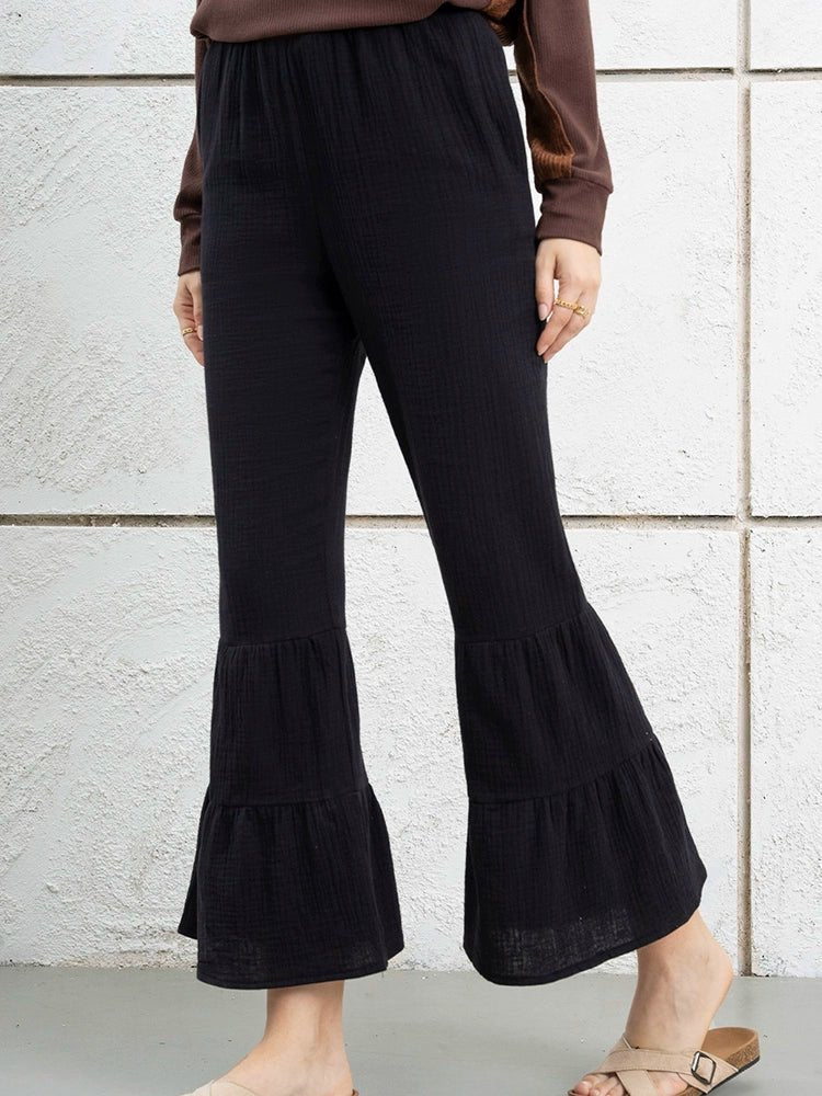 Black Fashion Fashion Ruffles Thin Women&