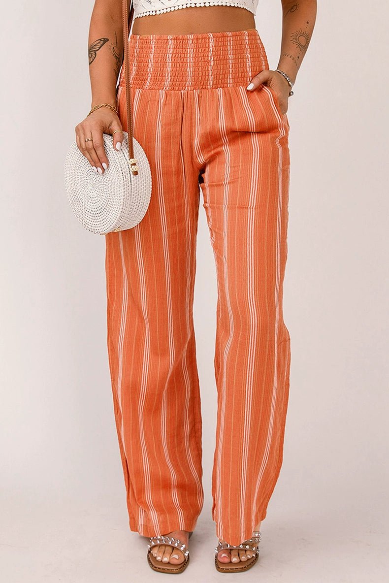 Stripes Personality Slim Fit High Waist Thin Straight - leg Casual Pants - Kaiju Mafia