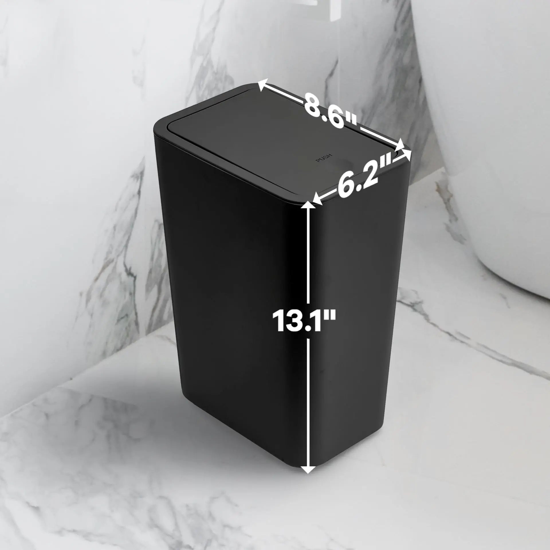 Bathroom Trash Can - 10L Small Garbage Can with Press Top Lid for Toilet,Bedroom,Living Room – Plastic Wastebasket with Pop - up Lid - Kaiju Mafia