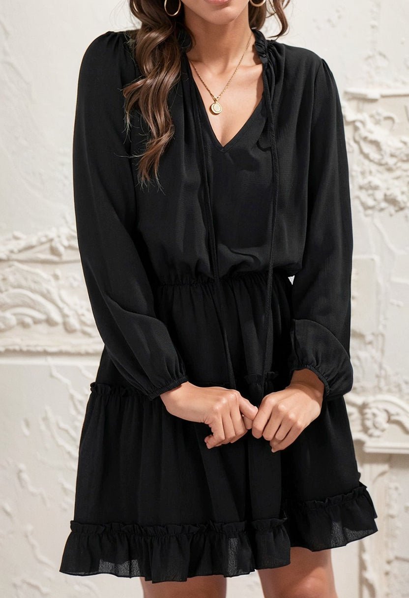 2024 Autumn Solid Color Thin Jumpsuit Skirt Fashion Slim Looking Temperament Commute Pullover Loose Knee - Length Dress Women - Kaiju Mafia