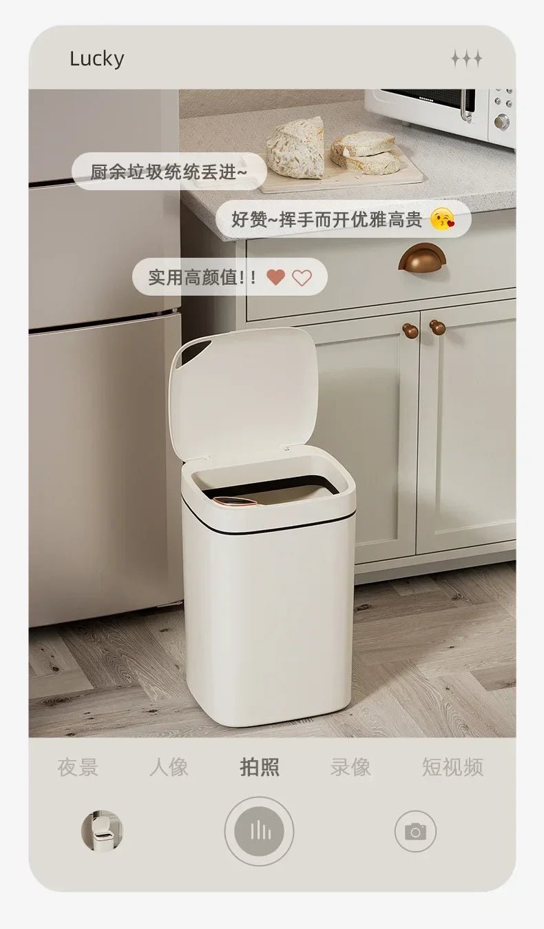 16L Smart Trash Can Automatic Sensor Trash Can Indoor Bathroom Crack Trash Can High Looking Anti - odor Household Products - Kaiju Mafia