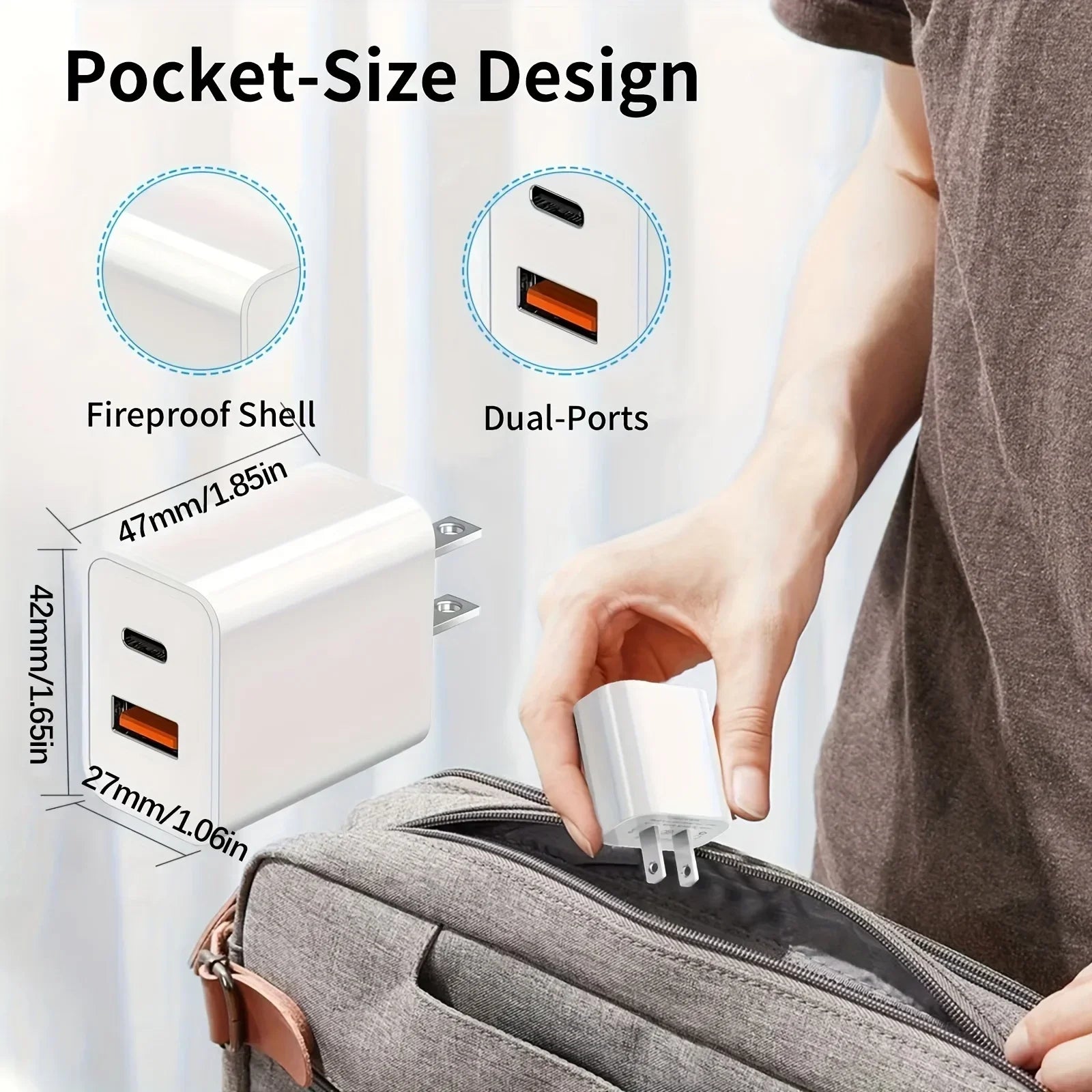 For iPhone Charger, 20W Dual port PD power adapter block with 6FT cable For iPhone 14/13/12/11/Pro/Pro Max/Mini/XS Max/XR/x - Kaiju Mafia