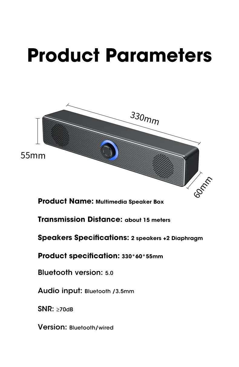 Home Theater Bluetooth Speaker Wired and Wireless Soundbar USB Powered Soundbar for TV Pc Laptop Gaming Surround Audio System - Kaiju Mafia