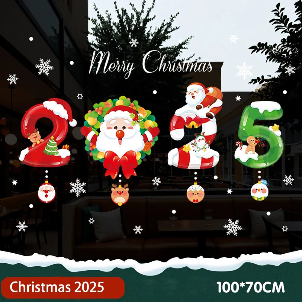 Christmas Snowflake Window Clings Stickers Santa Claus Reindeer Wall Glass Sticker Xmas Decorations Navidad 2023 Home Decor Noel - Kaiju Mafia
