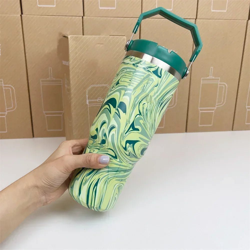 For Stanley Cup 30oz Iceflow Tumbler with Handle Stainless Steel Vacuum Insulated Car Mug Thermal Iced Travel Cup - Kaiju Mafia