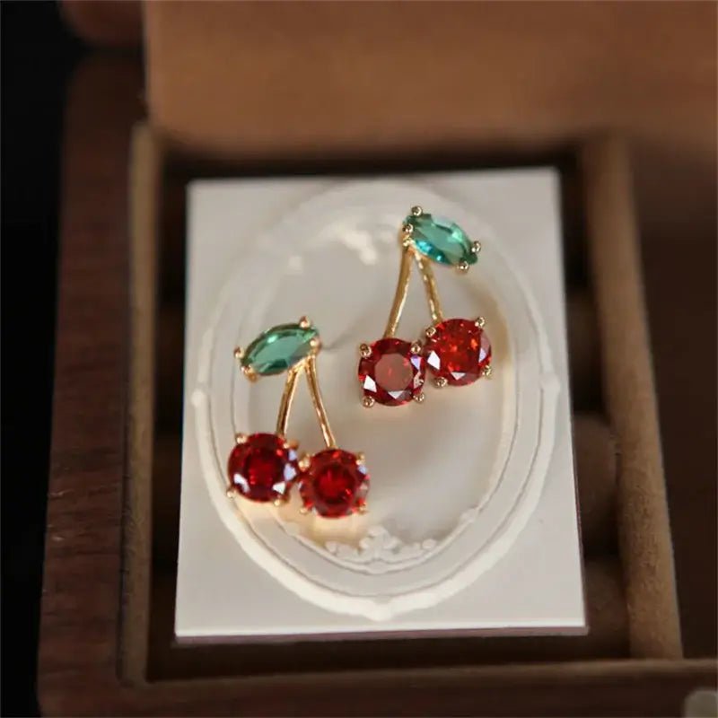 Red Cherry Crystal Earrings - Kaiju Mafia
