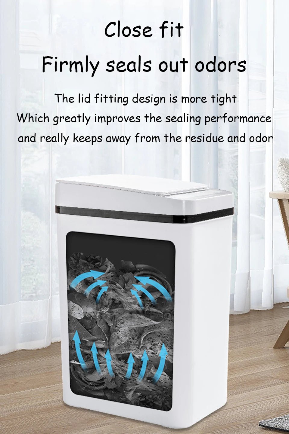 Bathroom Touchless Trash,12L Motion Sensor - Activated Trash Can with Lid,Automatic Kitchen Trash for Office,Living Room,Bedroom - Kaiju Mafia