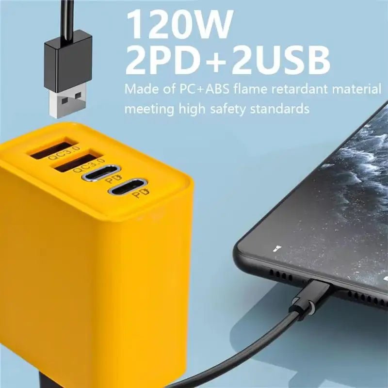 Xiaomi 10A 120W Super Fast Charger Cable Ultra Fast Charger 4Port USBC PD High Speed Charging TypeC Charger For Xiaomi iPhone 15 - Kaiju Mafia