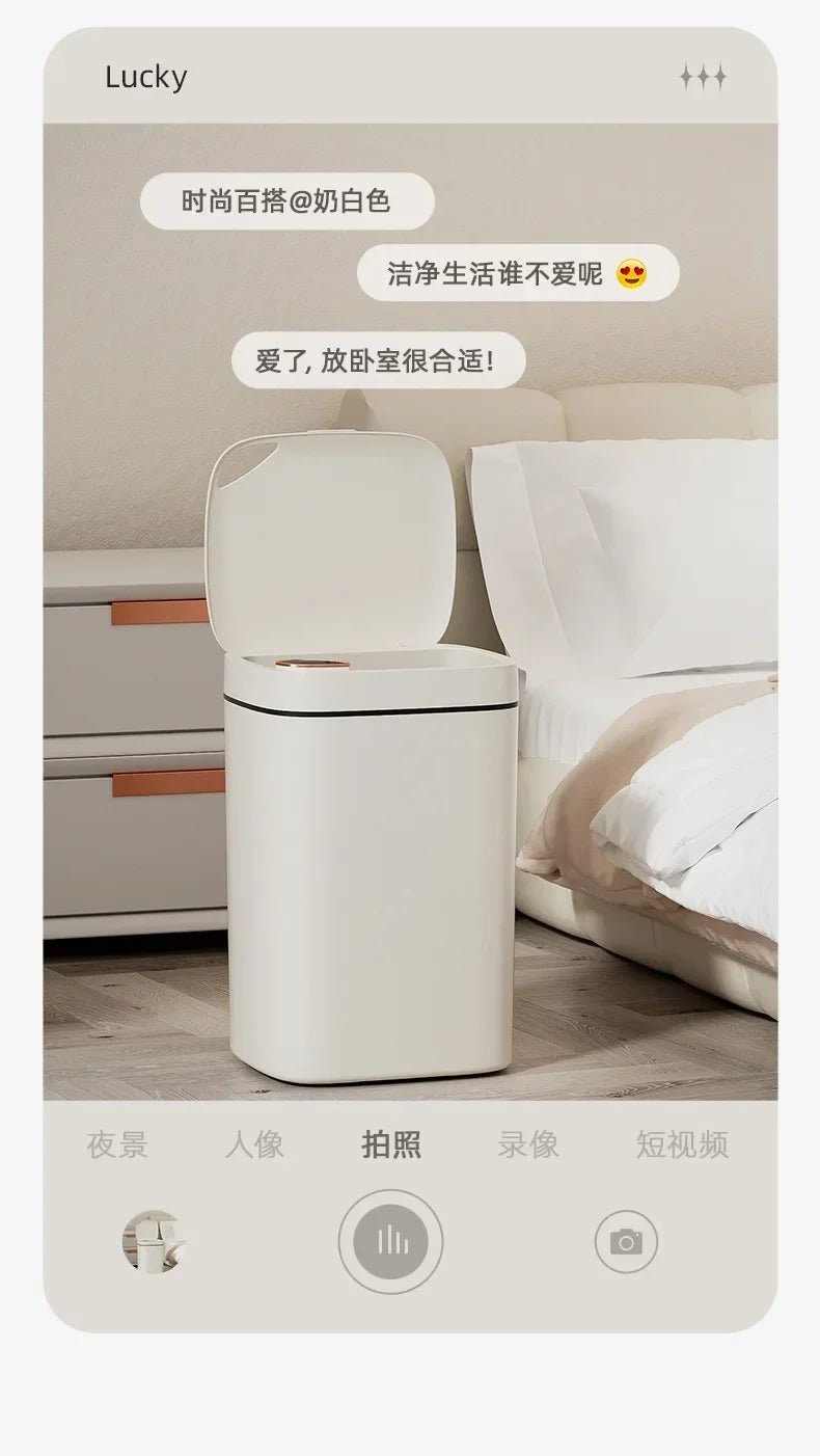 16L Smart Trash Can Automatic Sensor Trash Can Indoor Bathroom Crack Trash Can High Looking Anti - odor Household Products - Kaiju Mafia
