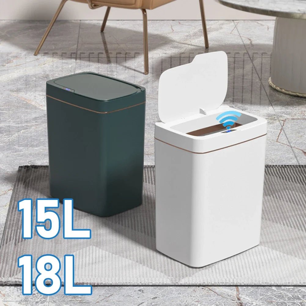15/18L Smart Sensor Trash Can Waterproof Intelligent Touchless Trash Can Quiet Auto Motion Sensor Rubbish for Kitchen Bathroom - Kaiju Mafia