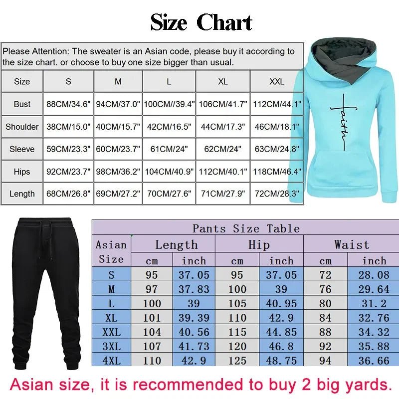 Woman Tracksuit 2 Piece Set Winter Warm Hooded Pullovers Sweatshirts Female Jogging Tops Or Black Pants Clothing Sports Outfits - Kaiju Mafia