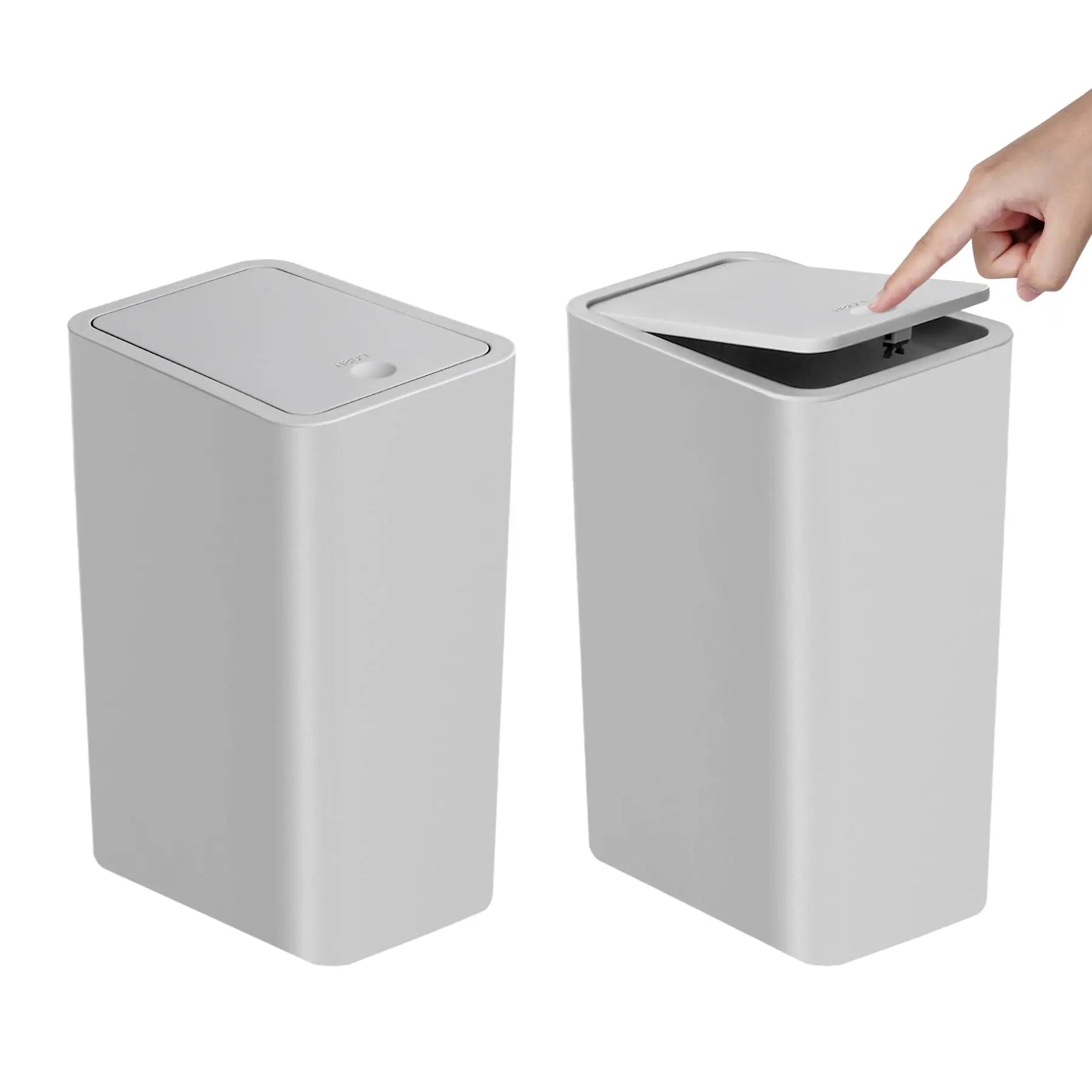 Bathroom Trash Can - 10L Small Garbage Can with Press Top Lid for Toilet,Bedroom,Living Room – Plastic Wastebasket with Pop - up Lid - Kaiju Mafia
