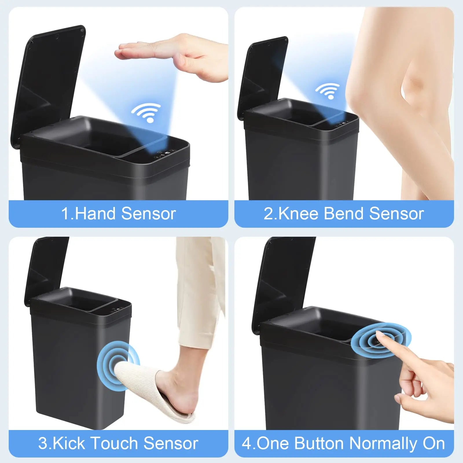 Bathroom Touchless Trash,12L Motion Sensor - Activated Trash Can with Lid,Automatic Kitchen Trash for Office,Living Room,Bedroom - Kaiju Mafia