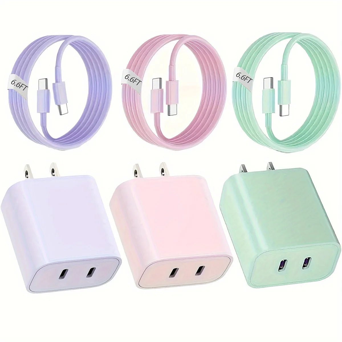 40W Dual Port USB C Fast Charger With 6.6ft Long USB C Charging Cable For iPhone 15 Pro Max/15 Pro/15/15 Plus And Other Devices - Kaiju Mafia