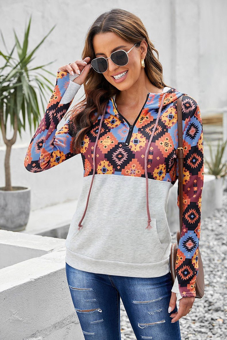 Special Offer Fashion Pullover Hooded Long Sleeve Sweater Women 2024 Autumn Plaid Printed Stitching Warm Tops Women - Kaiju Mafia