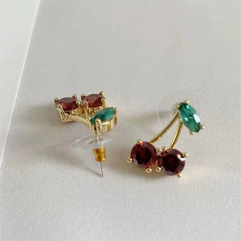 Red Cherry Crystal Earrings - Kaiju Mafia