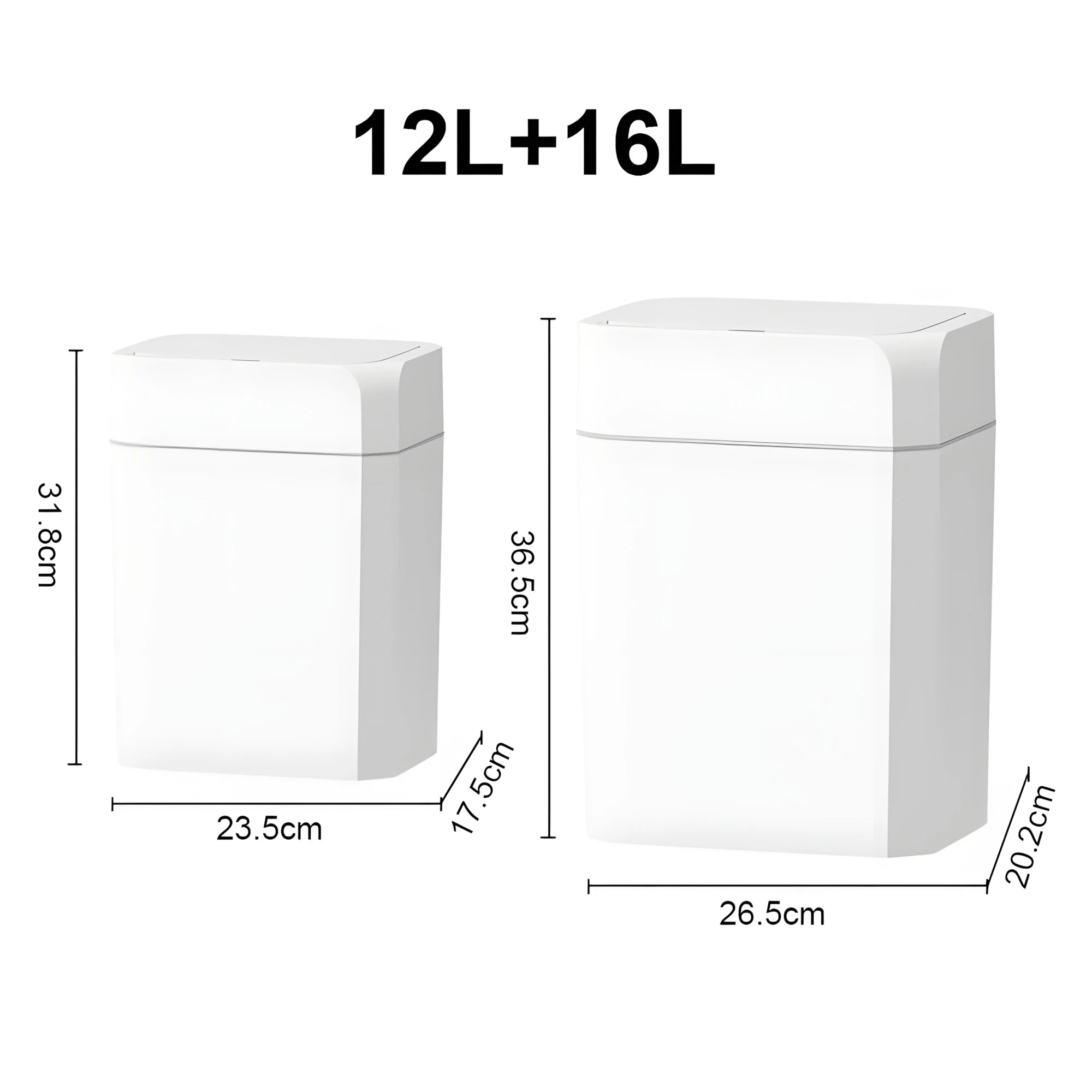 12L+16L Smart Sensor Trash Can Bathroom Anti odor Automatic Trash Bin For Toilet White Electric Wastebasket - Kaiju Mafia