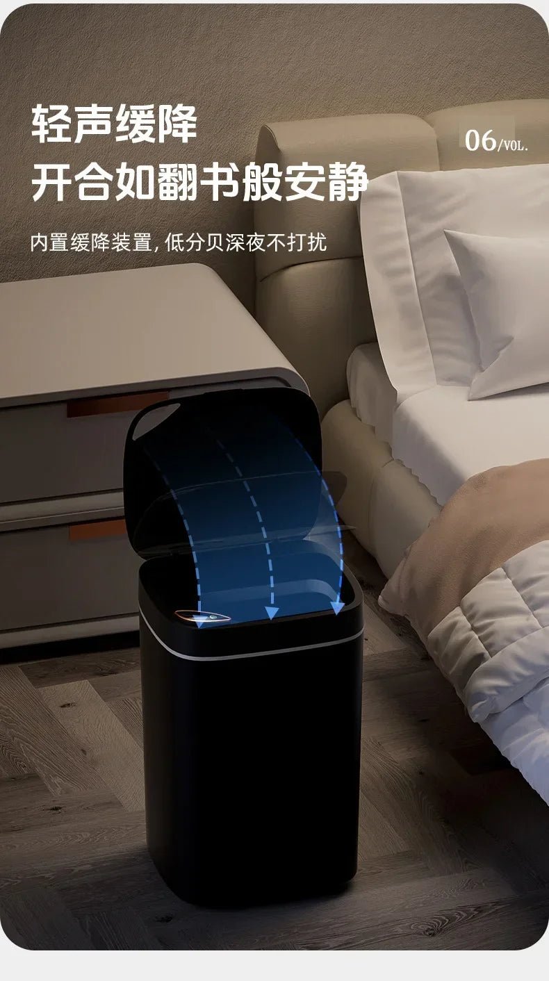 16L Smart Trash Can Automatic Sensor Trash Can Indoor Bathroom Crack Trash Can High Looking Anti - odor Household Products - Kaiju Mafia