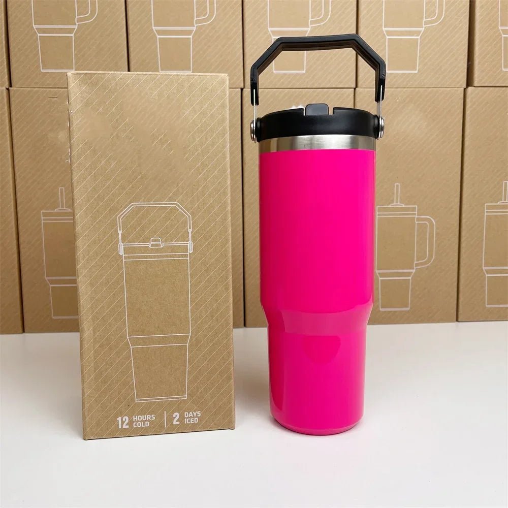 For Stanley Cup 30oz Iceflow Tumbler with Handle Stainless Steel Vacuum Insulated Car Mug Thermal Iced Travel Cup - Kaiju Mafia