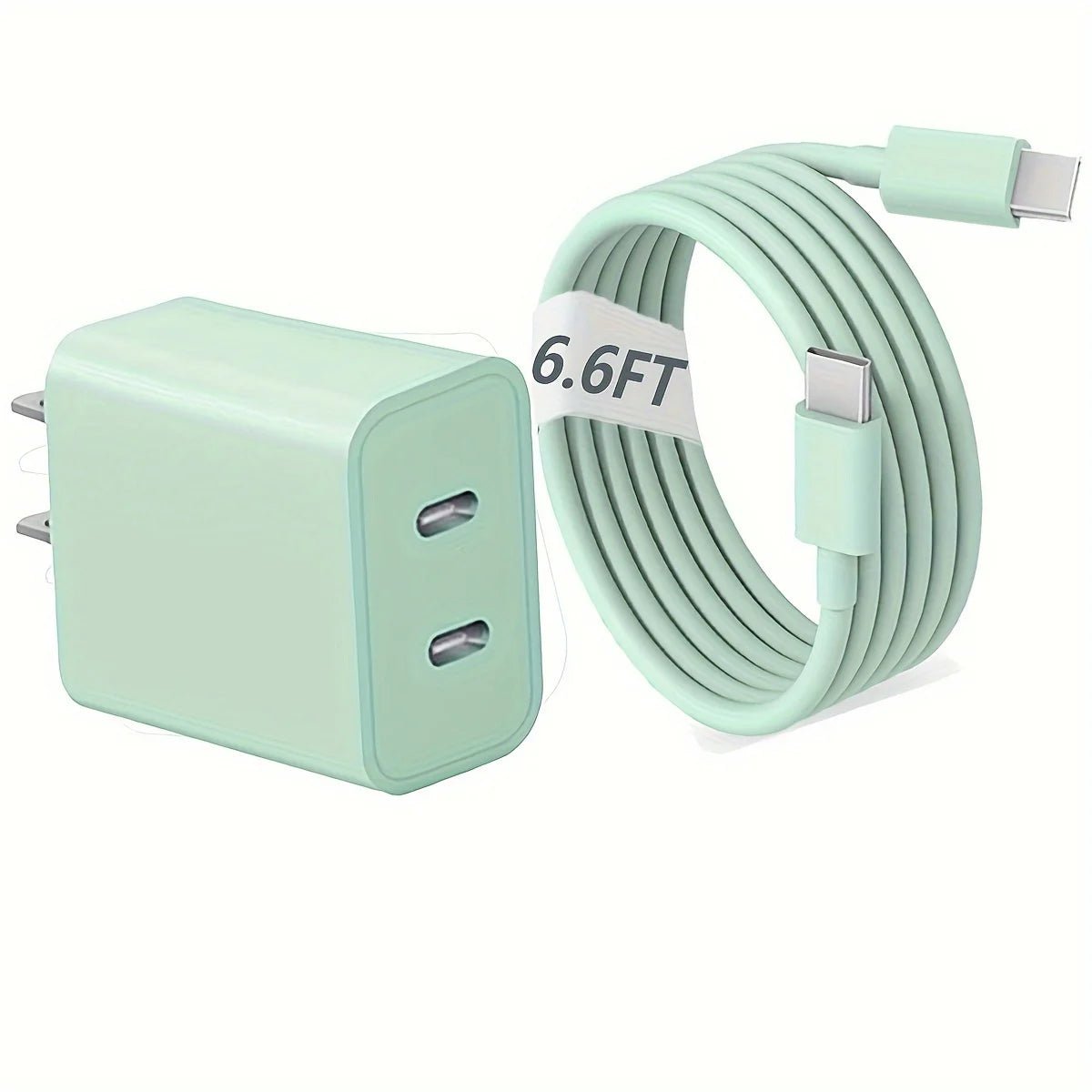 40W Dual Port USB C Fast Charger With 6.6ft Long USB C Charging Cable For iPhone 15 Pro Max/15 Pro/15/15 Plus And Other Devices - Kaiju Mafia