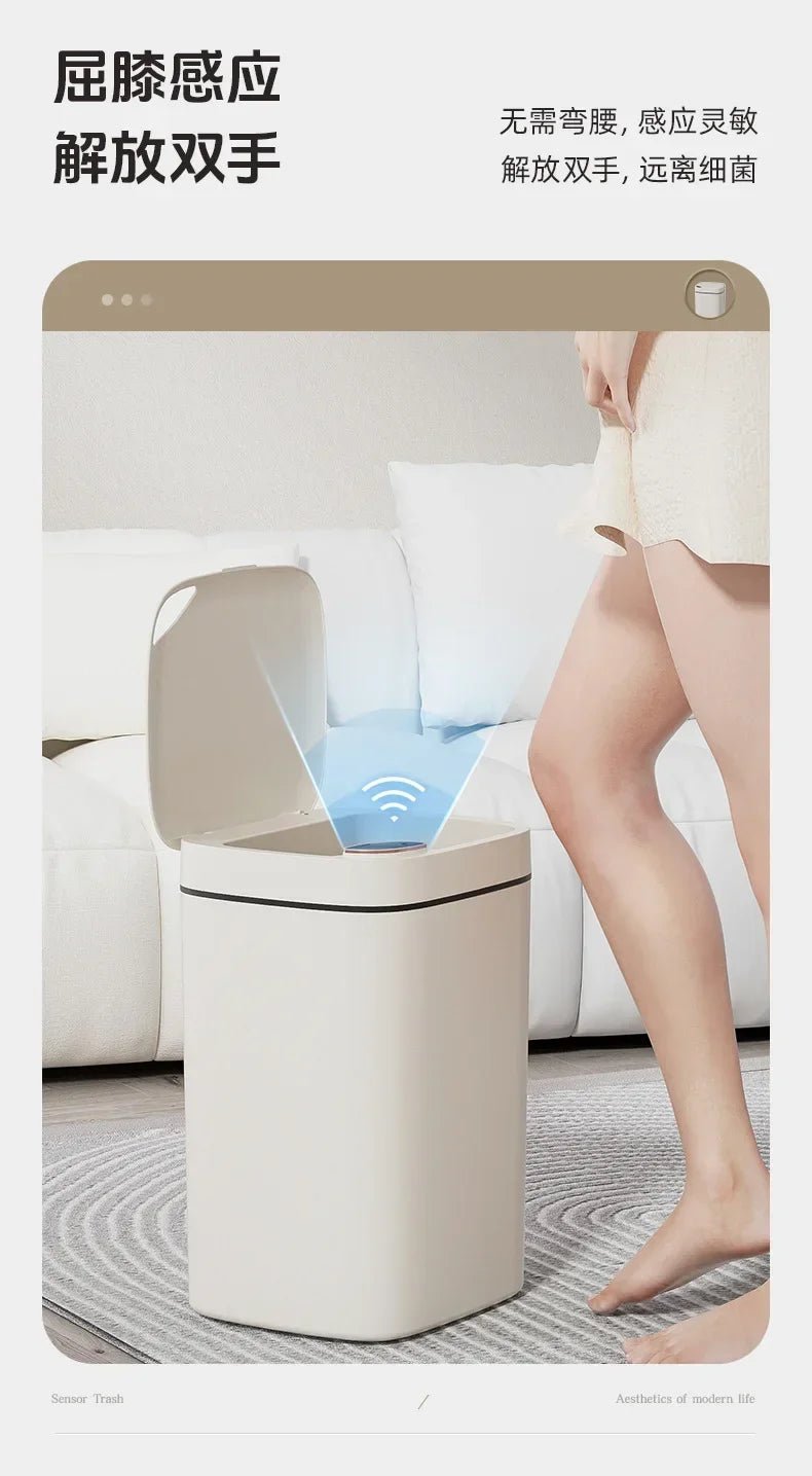 16L Smart Trash Can Automatic Sensor Trash Can Indoor Bathroom Crack Trash Can High Looking Anti - odor Household Products - Kaiju Mafia