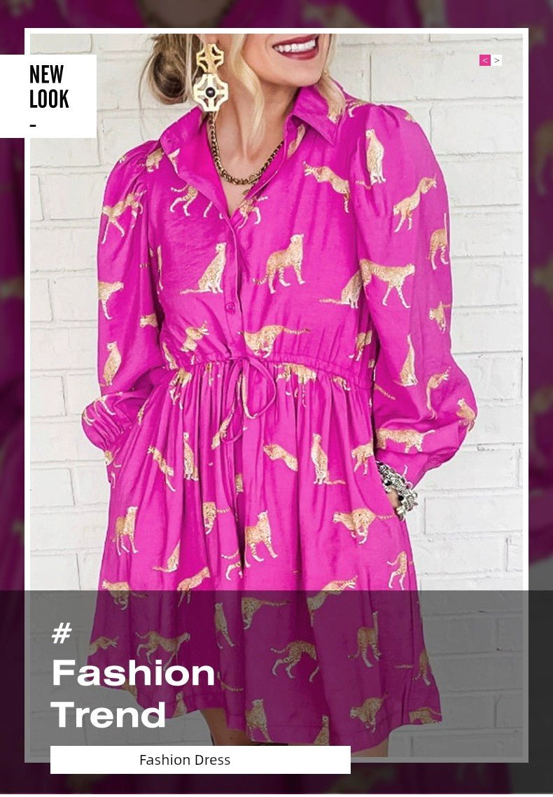 Leopard Print Long Sleeve Dress: Spring 2024 Arrival. - Kaiju Mafia