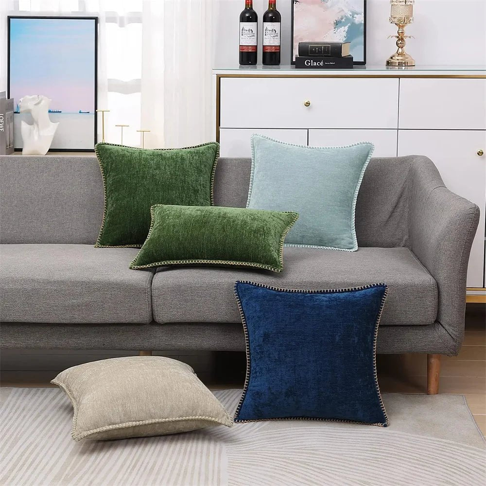 Olanly Chenille Cushion Cover 45x45 Pillow Cover 40x40cm Sofa Decorative Throw Pillow Case Soft Luxury For Living Room Decor - Kaiju Mafia