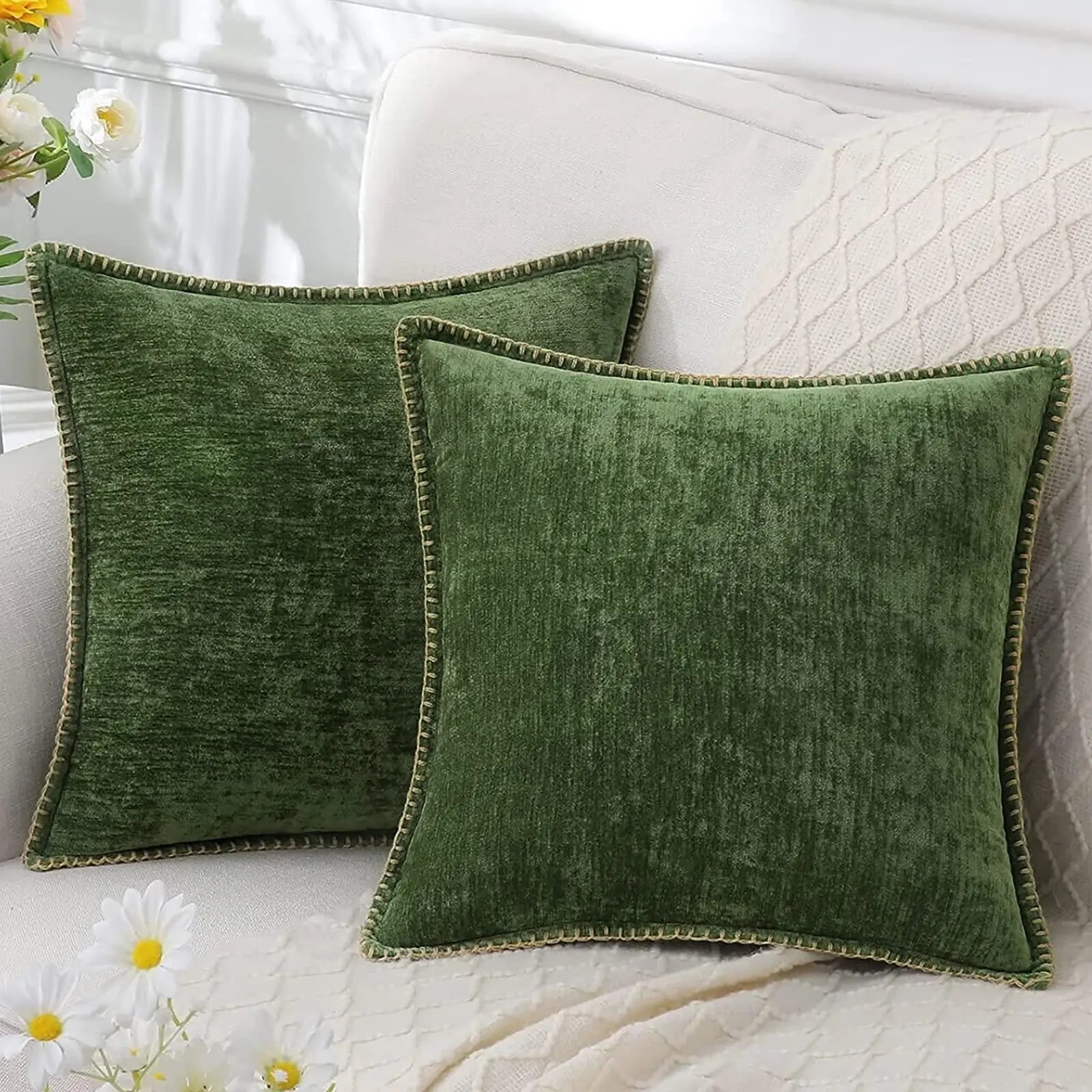 Olanly Chenille Cushion Cover 45x45 Pillow Cover 40x40cm Sofa Decorative Throw Pillow Case Soft Luxury For Living Room Decor - Kaiju Mafia