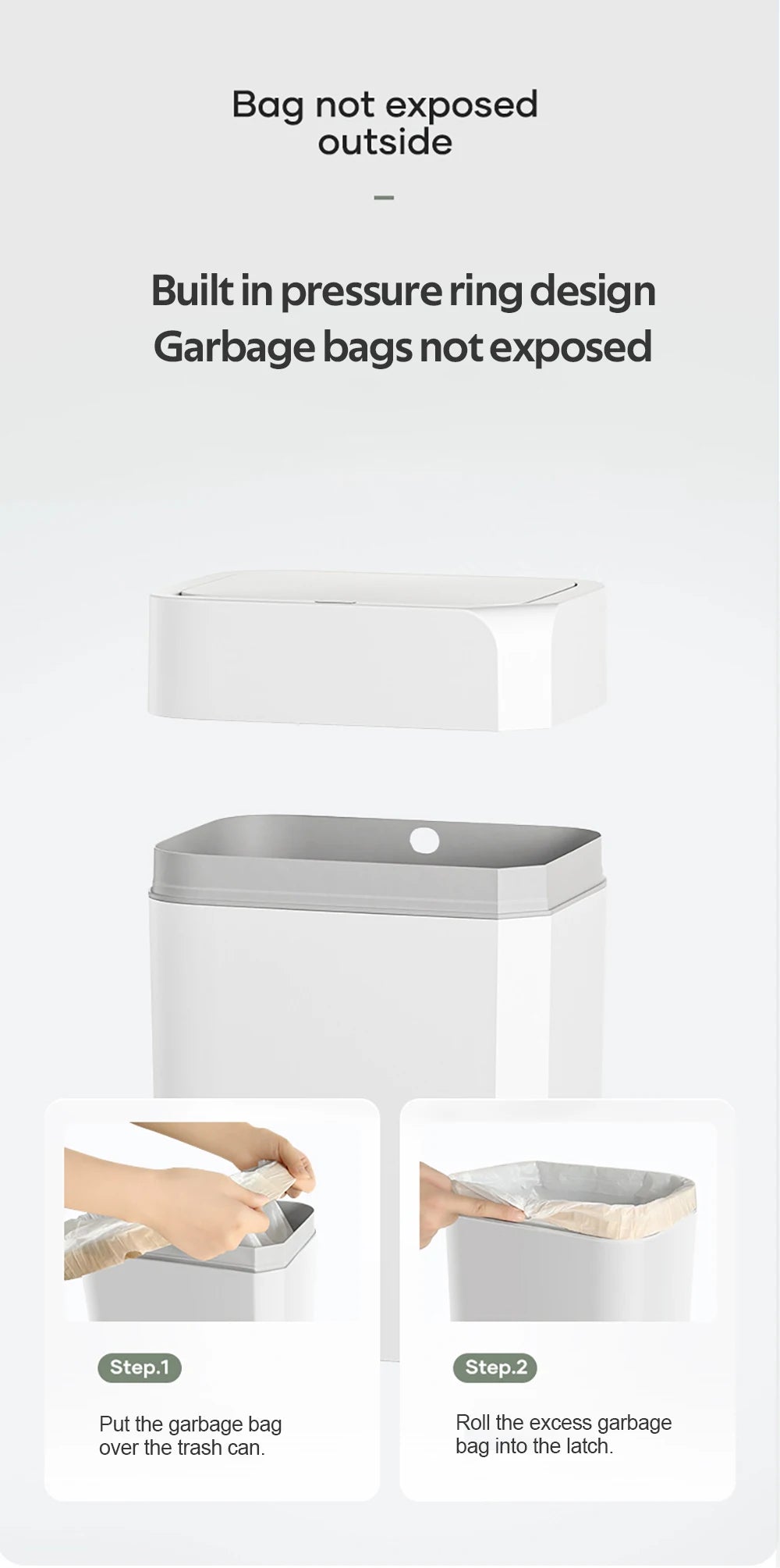 12L+16L Smart Sensor Trash Can Bathroom Anti odor Automatic Trash Bin For Toilet White Electric Wastebasket - Kaiju Mafia