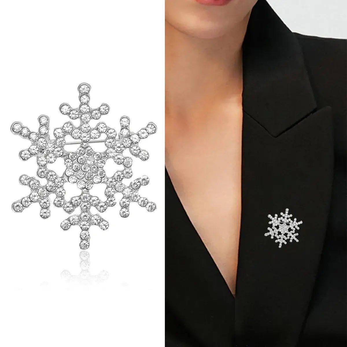 Rhinestone Snowflake Brooch Pins - Kaiju Mafia