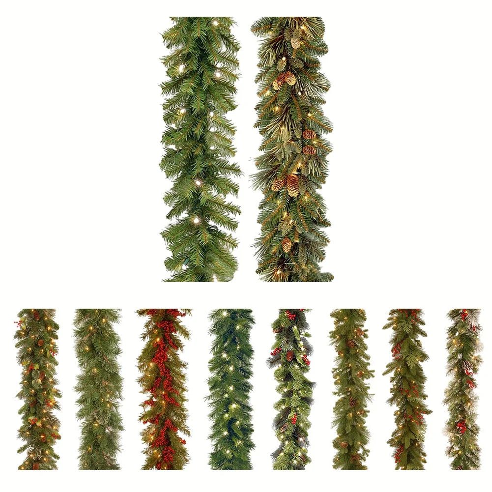 1.8m Christmas Pine Vine Garland With Red Berries Rattan Home Party Wall Door Decor Christmas Tree Ornaments Xmas Wreath - Kaiju Mafia