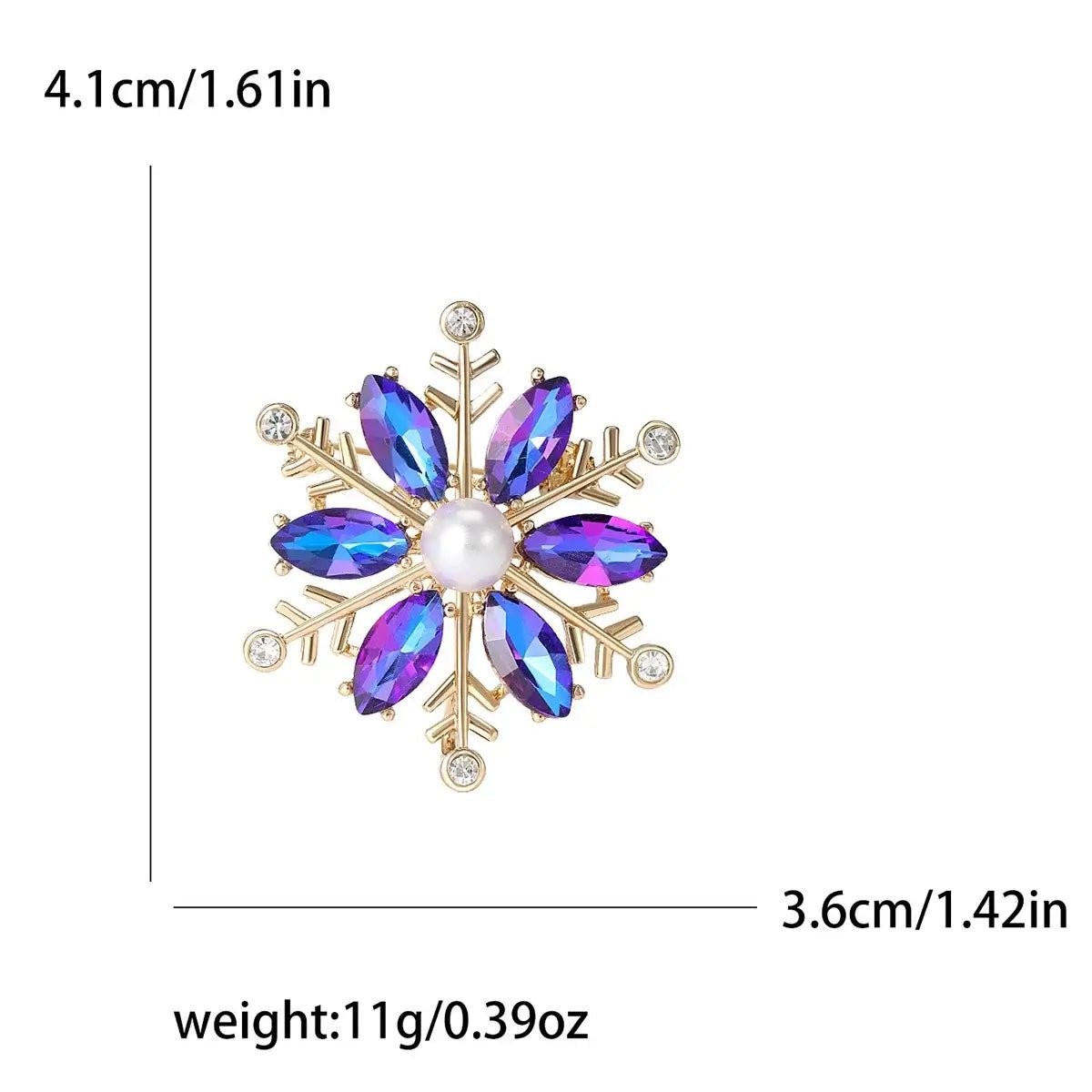 Rhinestone Snowflake Brooch Pins - Kaiju Mafia