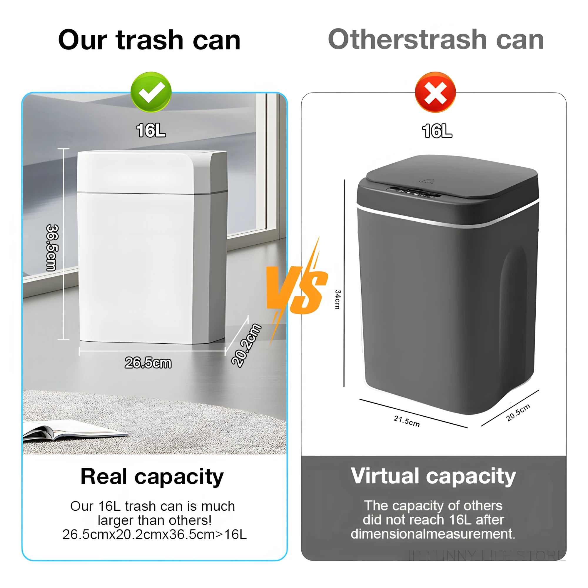 12L+16L Smart Sensor Trash Can Bathroom Anti odor Automatic Trash Bin For Toilet White Electric Wastebasket - Kaiju Mafia