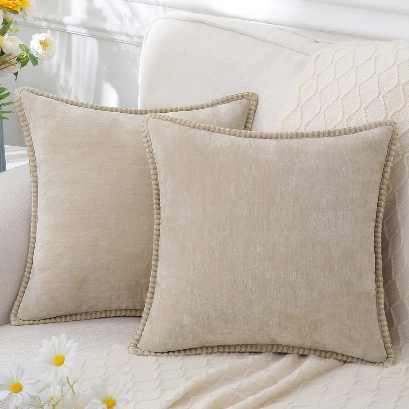 Olanly Chenille Cushion Cover 45x45 Pillow Cover 40x40cm Sofa Decorative Throw Pillow Case Soft Luxury For Living Room Decor - Kaiju Mafia