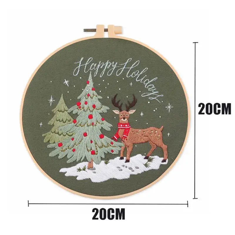 Christmas Embroidery Wreath Kit - Kaiju Mafia