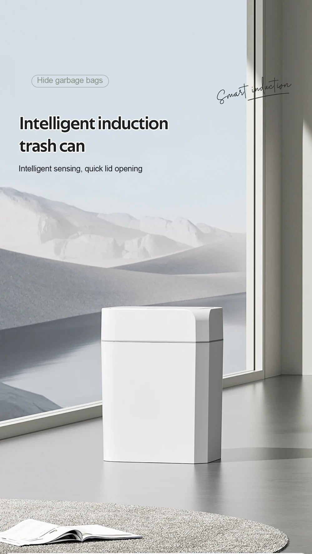 12L+16L Smart Sensor Trash Can Bathroom Anti odor Automatic Trash Bin For Toilet White Electric Wastebasket - Kaiju Mafia