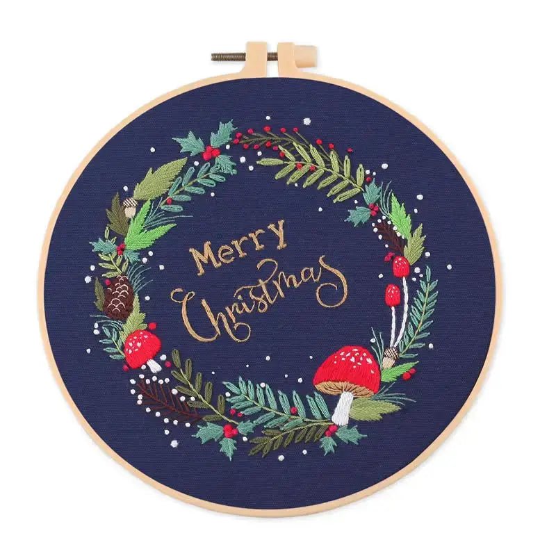 Christmas Embroidery Wreath Kit - Kaiju Mafia