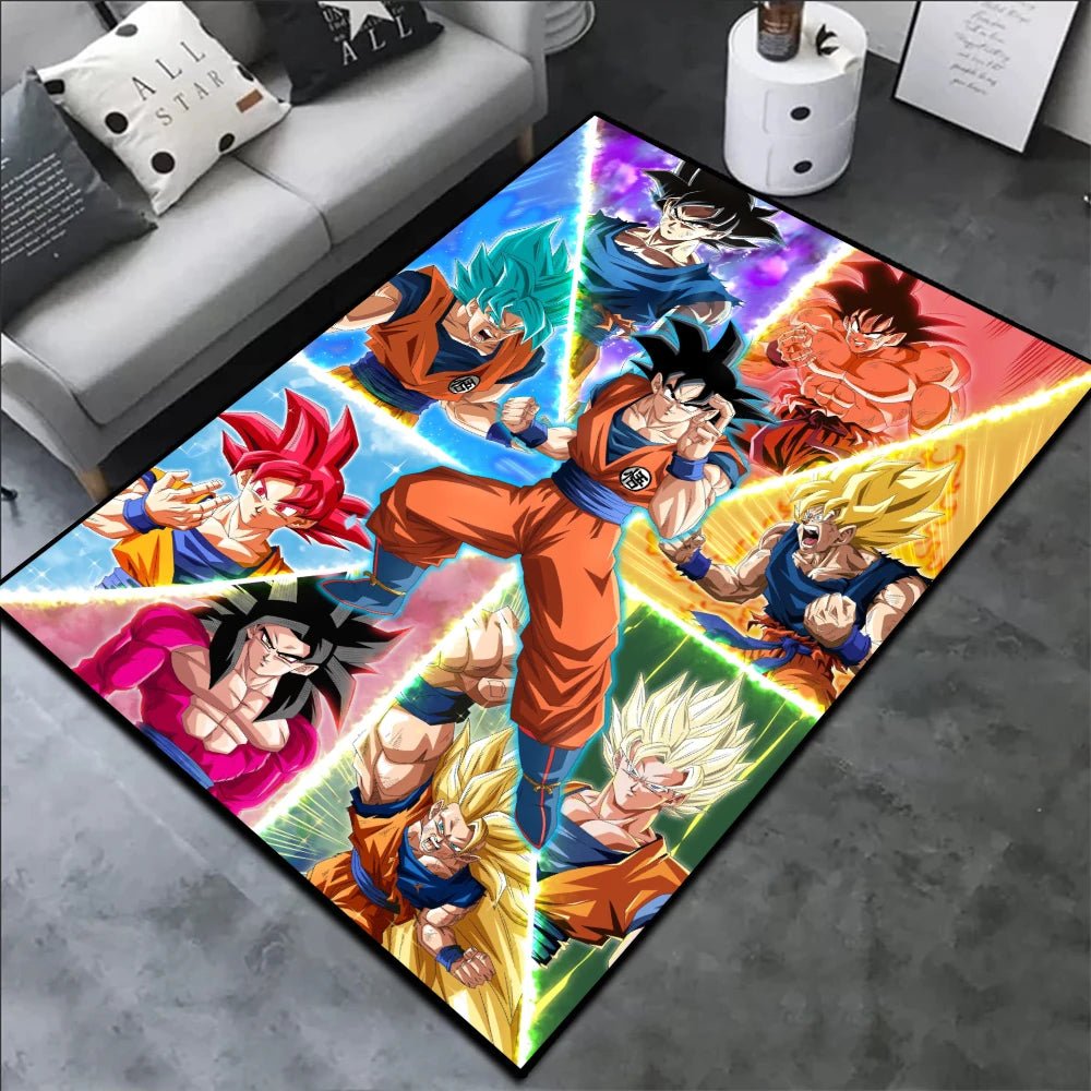 Irregular Area Rugs Anime Dragon Ball Z Goku Different Forms Custom Rug Handmade Carpet Area Rug for Home Decor - Kaiju Mafia