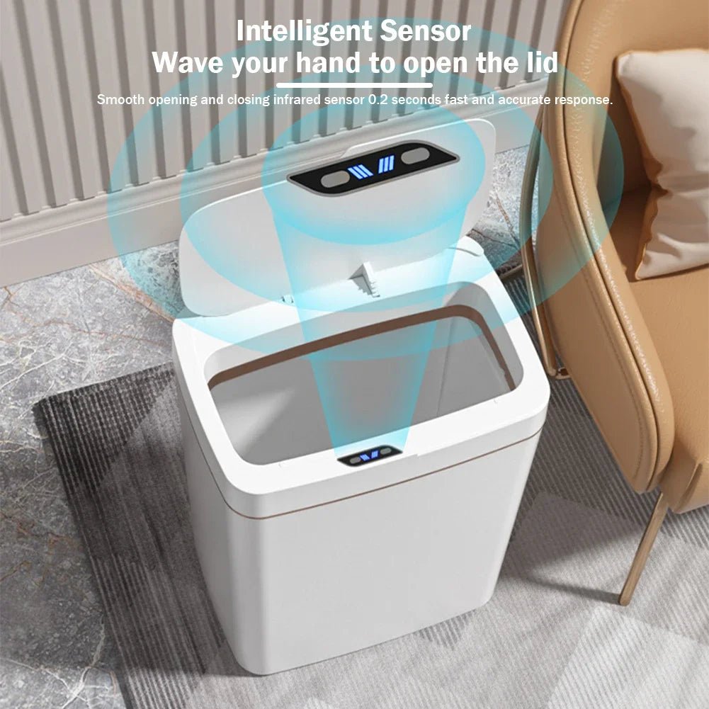 15/18L Smart Sensor Trash Can Waterproof Intelligent Touchless Trash Can Quiet Auto Motion Sensor Rubbish for Kitchen Bathroom - Kaiju Mafia